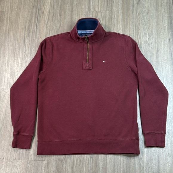 Tommy Hilfiger Men’s Polo Sweatshirt - Burgundy Trendy Preppy Color - Picture 1 of 5